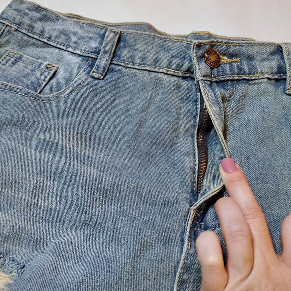 Distressed High Rise Denim Jean Shorts - Picture 4 of 6